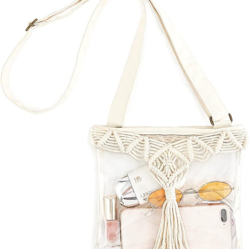 Clear Bag Stadium Approved for Women Clear Purses Concert Crossbody with Tassel